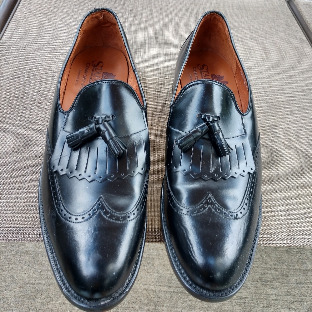 Stafford black leather slip-ons